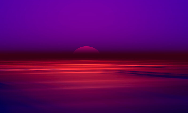 Sunset over Water — Purple, Serene, Digital Art