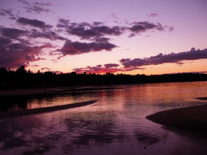 Sunset over Water — Purple, Serene, Photograph, Clouds