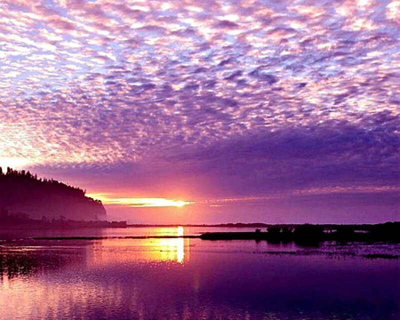 Sunset over Water — Purple, Serene, Photograph, Sky