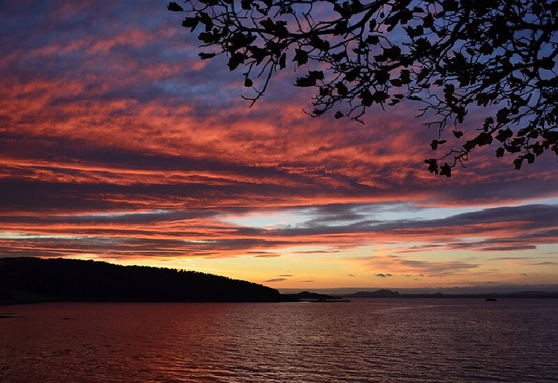 Sunset over Water — Red, Dramatic, Photograph, Sky