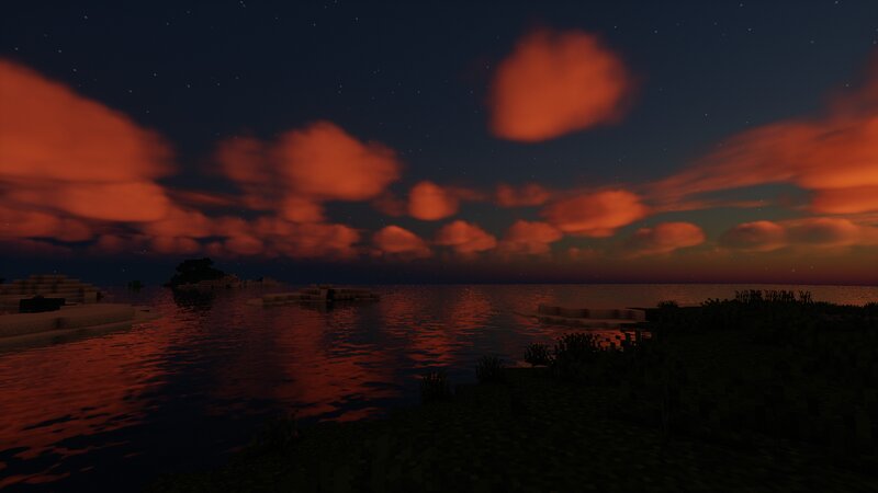 Sunset over Water — Red, Serene, Night
