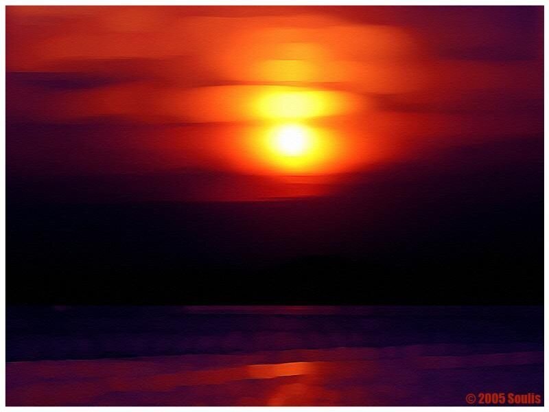 Sunset over Water — Red