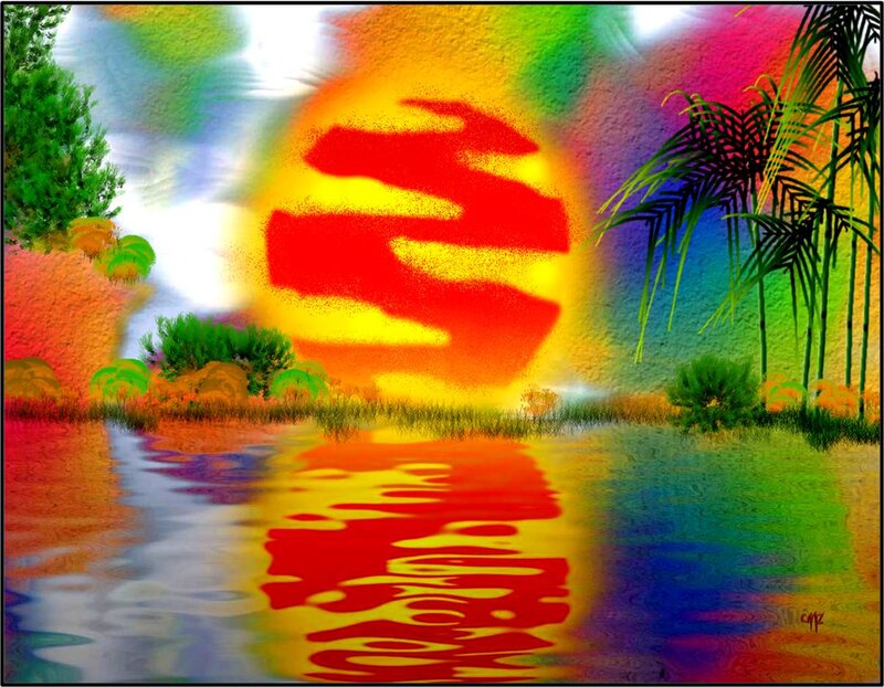 Sunset over Water — Red, Vibrant