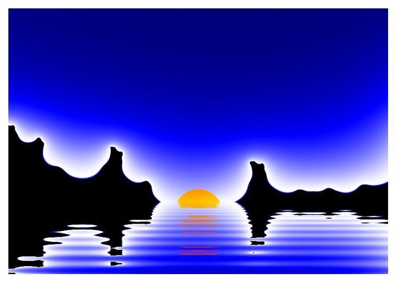 sunset over water silhouette