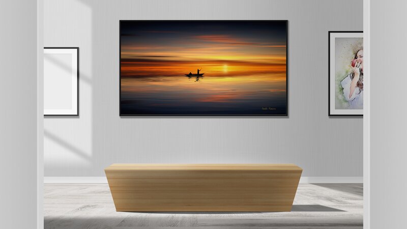 Sunset over Water with Boat