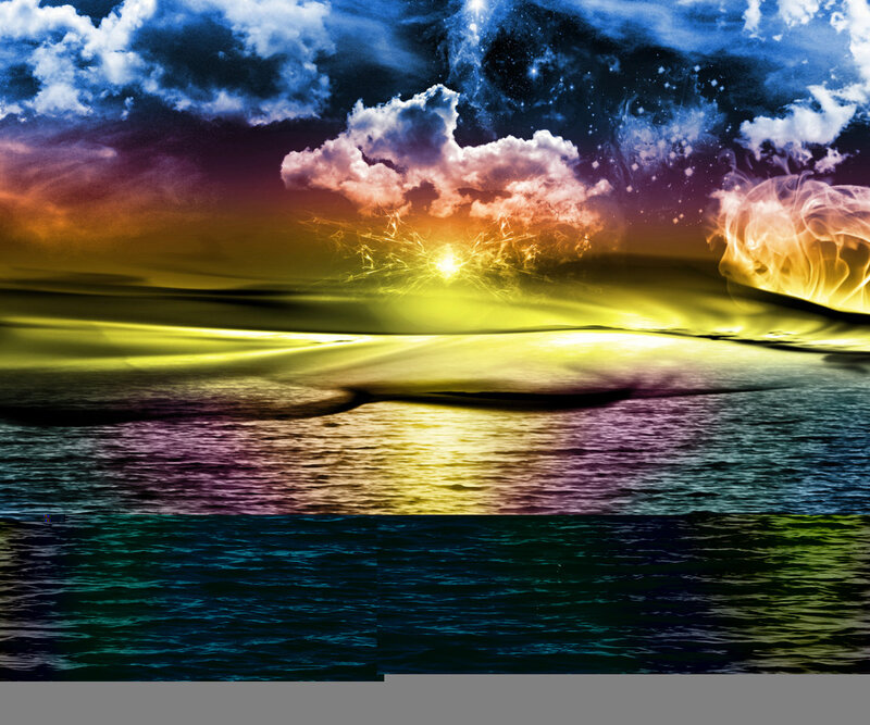 Sunset over Water — Yellow, Dramatic