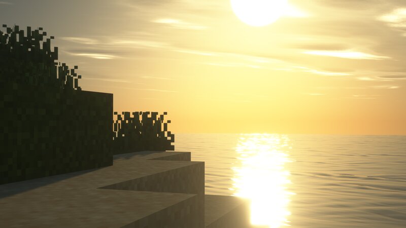 Sunset over Water — Yellow, Serene, 3d Render, Sun