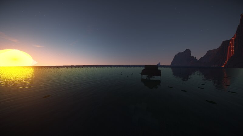 Sunset over Water — Yellow, Serene, 3d Render