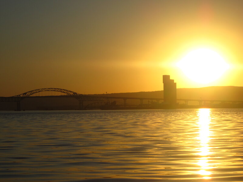 Sunset over Water — Yellow, Serene, Photograph, Bridge