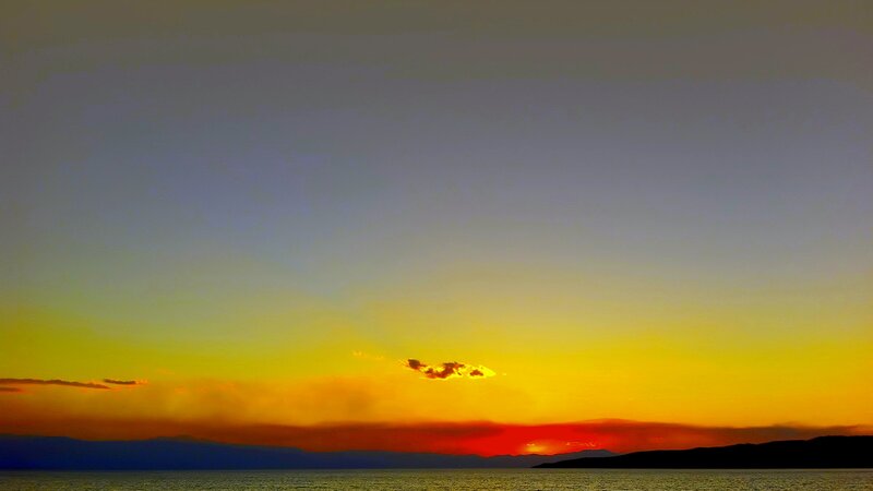 Sunset over Water — Yellow, Serene, Photograph, Sky