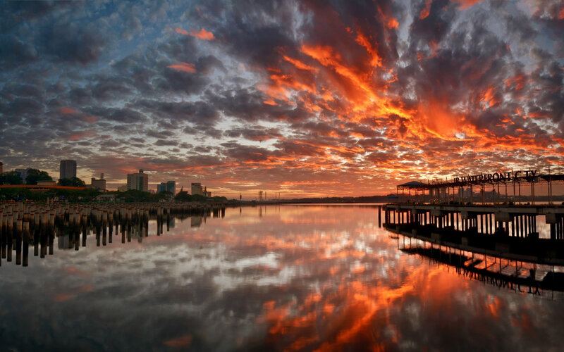 Sunset over Waterfront — Orange