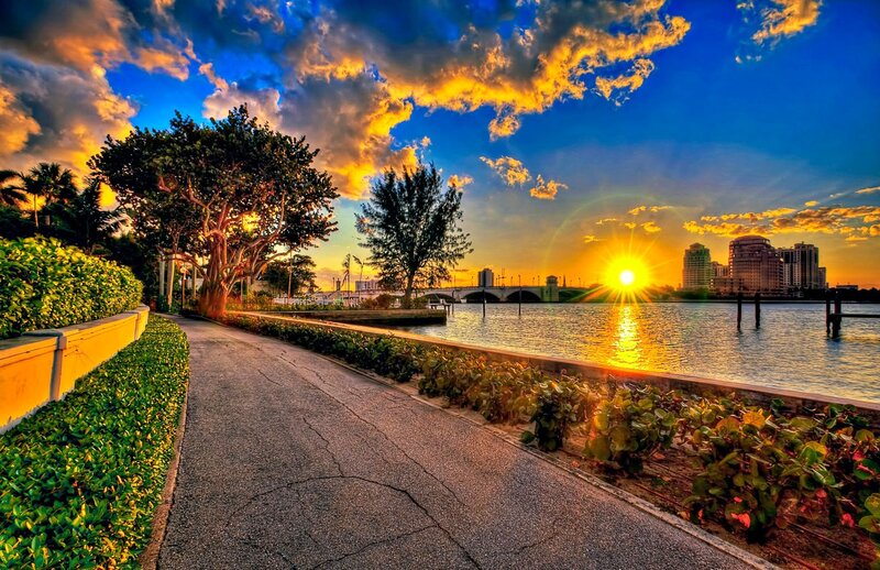 Sunset over Waterfront Path