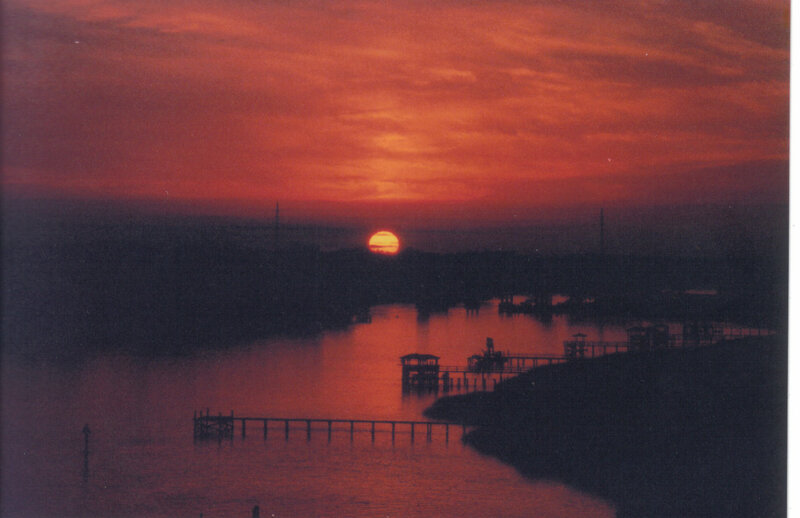 Sunset over Waterway — Red