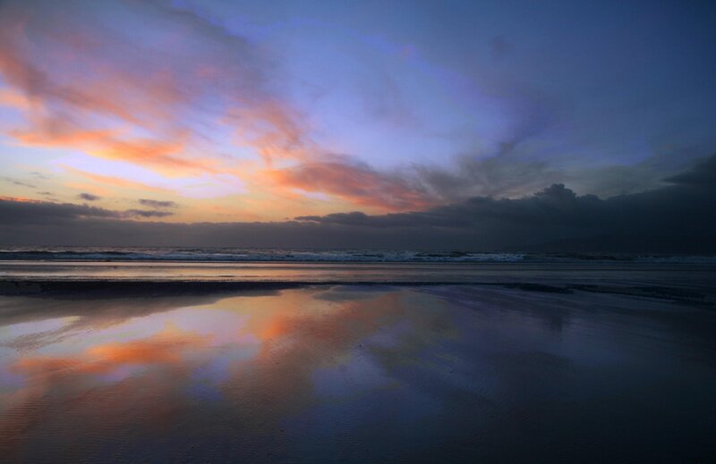 Sunset over Wet Beach — Purple
