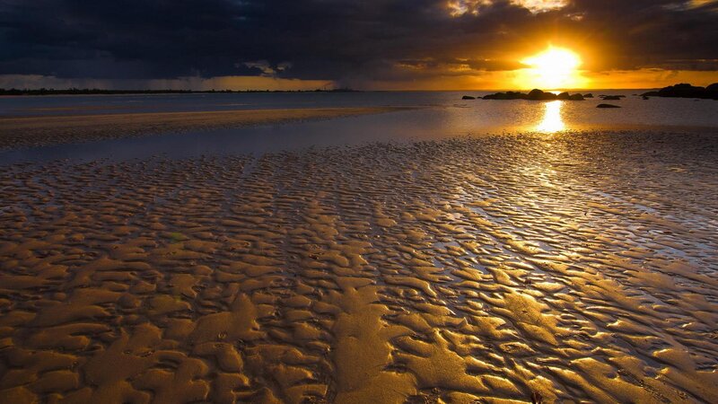 Sunset over Wet Sand — Gold
