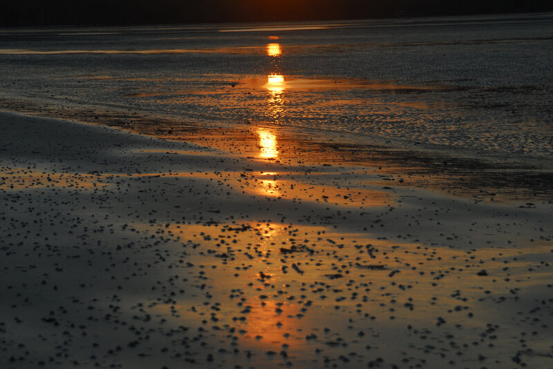 Sunset over Wet Sand — Orange, Serene