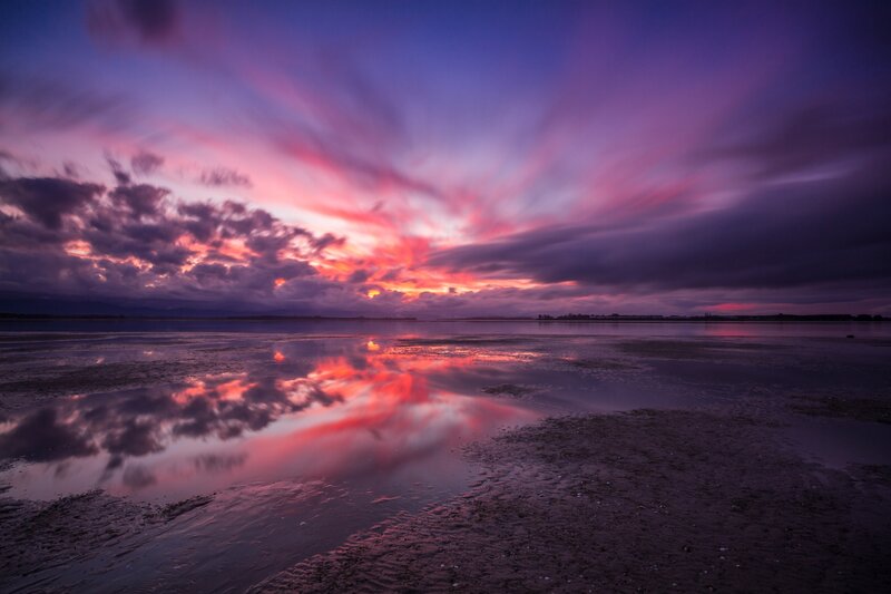 Sunset over Wet Sand — Purple