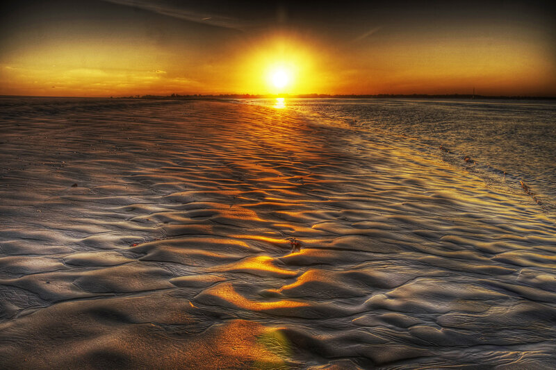 Sunset over Wet Sand — Yellow