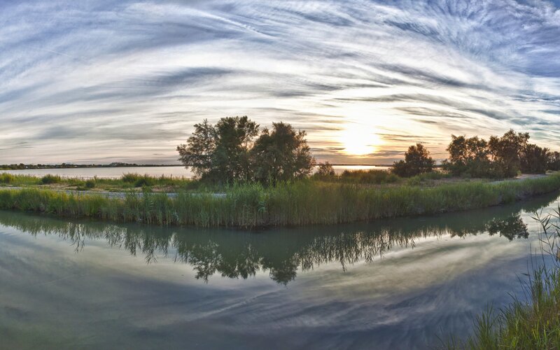 Sunset over Wetland — Blue