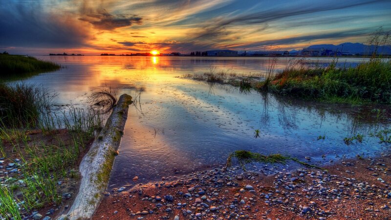 Sunset over Wetland — Orange, Serene