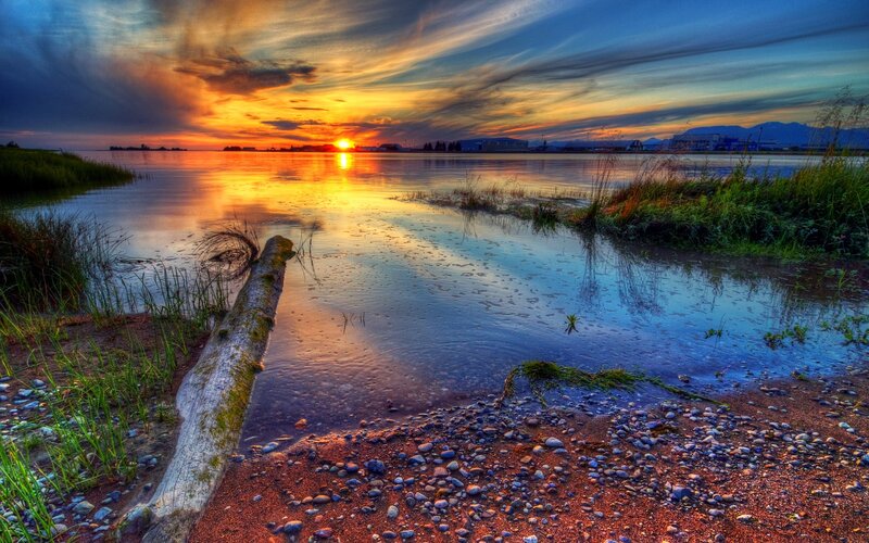 Sunset over Wetland — Orange