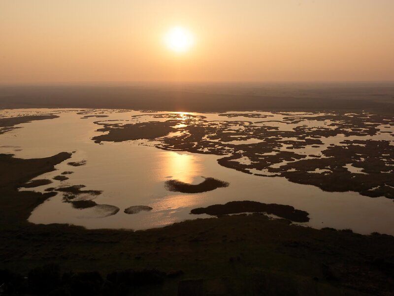 sunset over wetlands