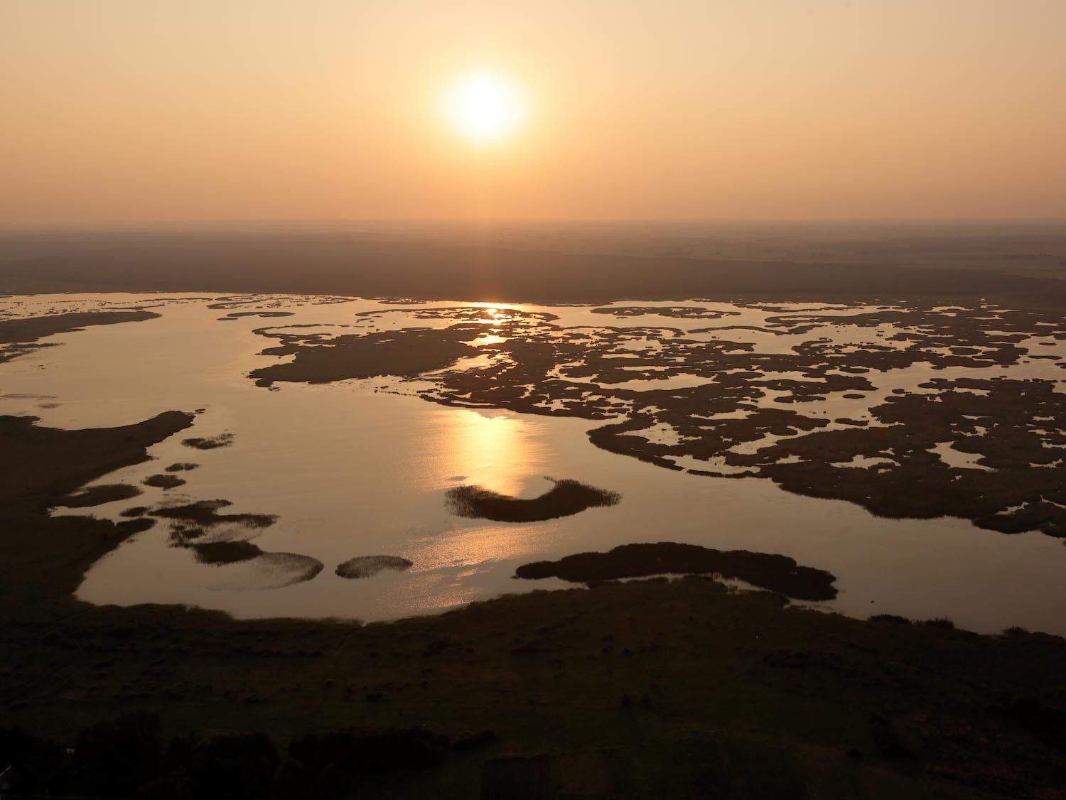sunset over wetlands