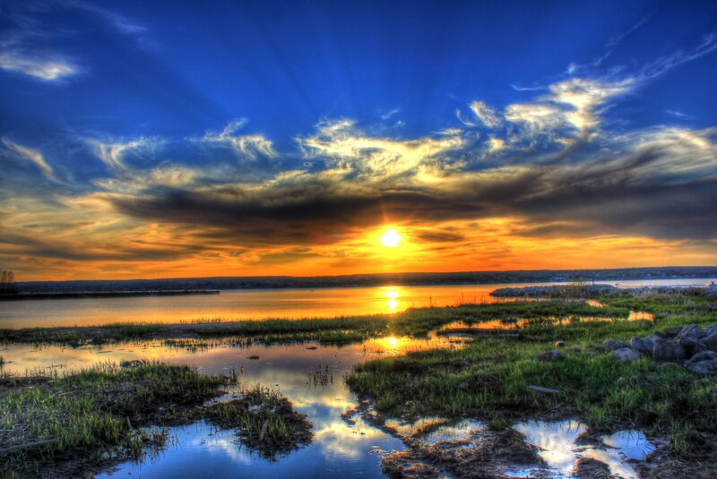 Sunset over Wetlands — Blue, Dramatic