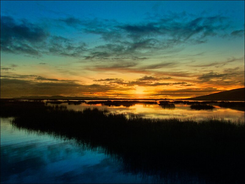 Sunset over Wetlands — Blue, Serene, Photograph