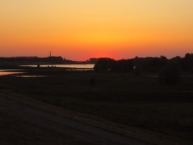 Sunset over Wetlands — Orange, Serene, Photograph