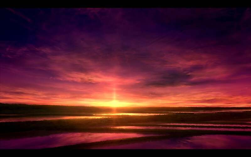 Sunset over Wetlands — Purple