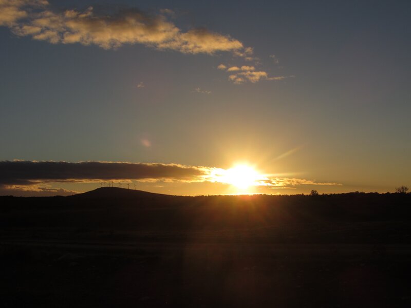 Sunset over wind turbines