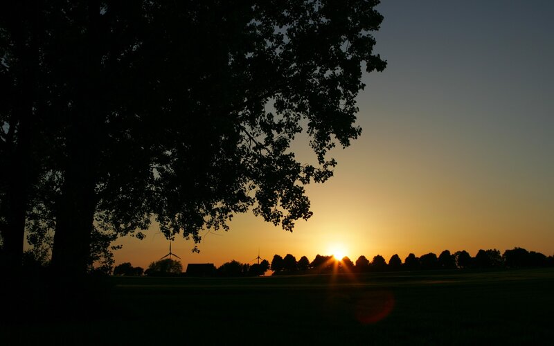 Sunset over Wind Turbines — Orange