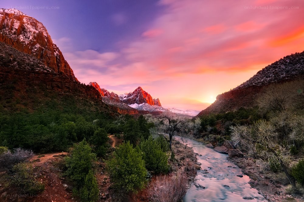 Sunset over Zion Canyon