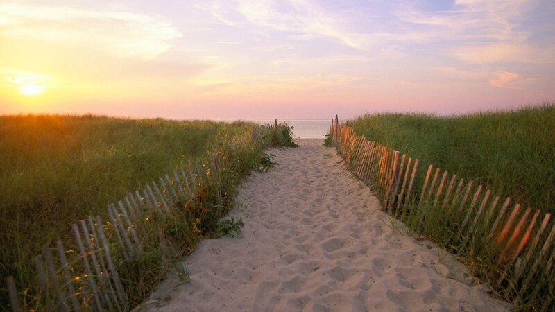 sunset path through dunes