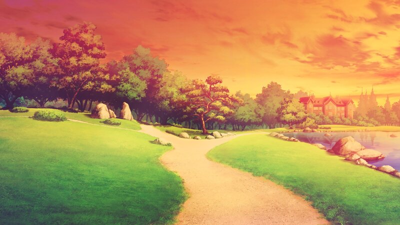 Sunset path to a mansion