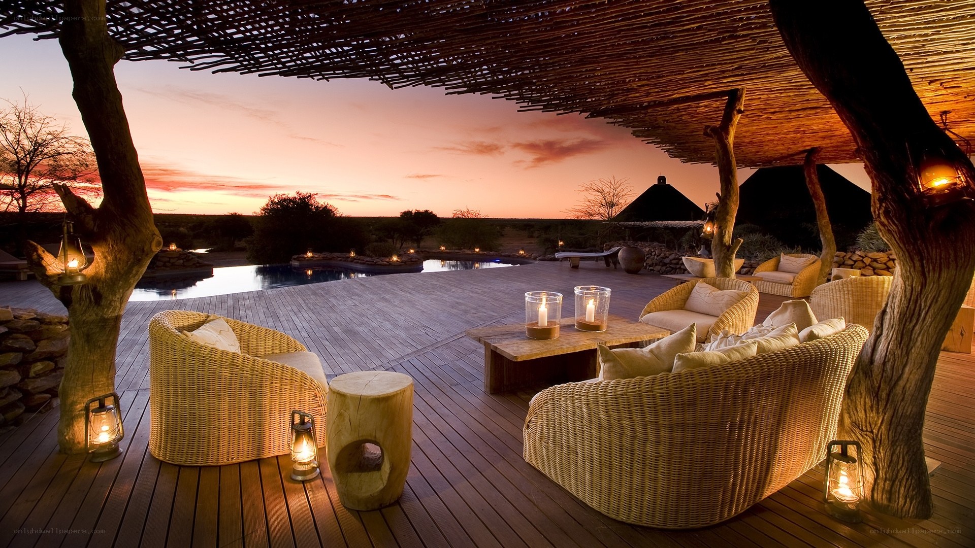 Sunset poolside lounge