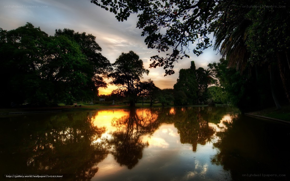 Sunset Reflection in Park Pond