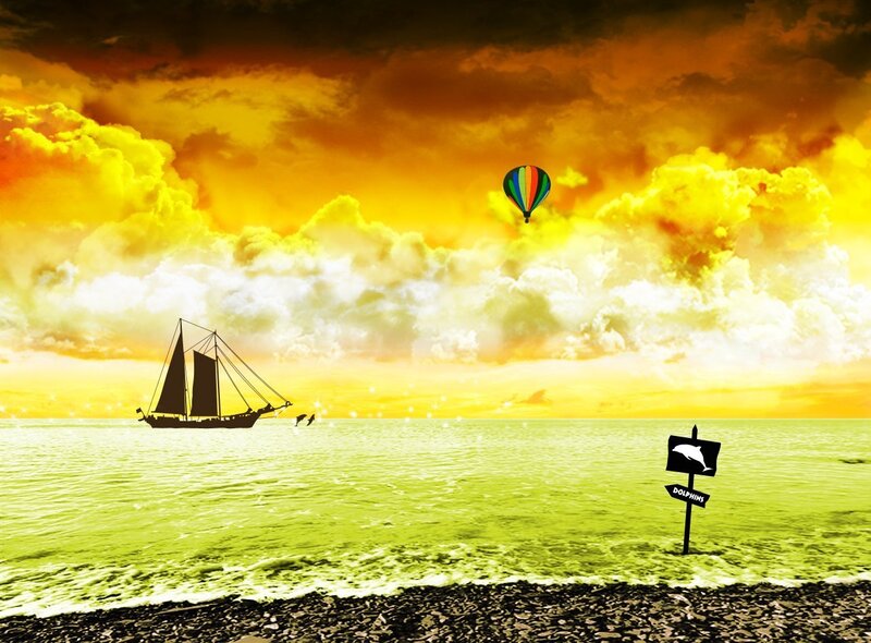 sunset sail and hot air balloon