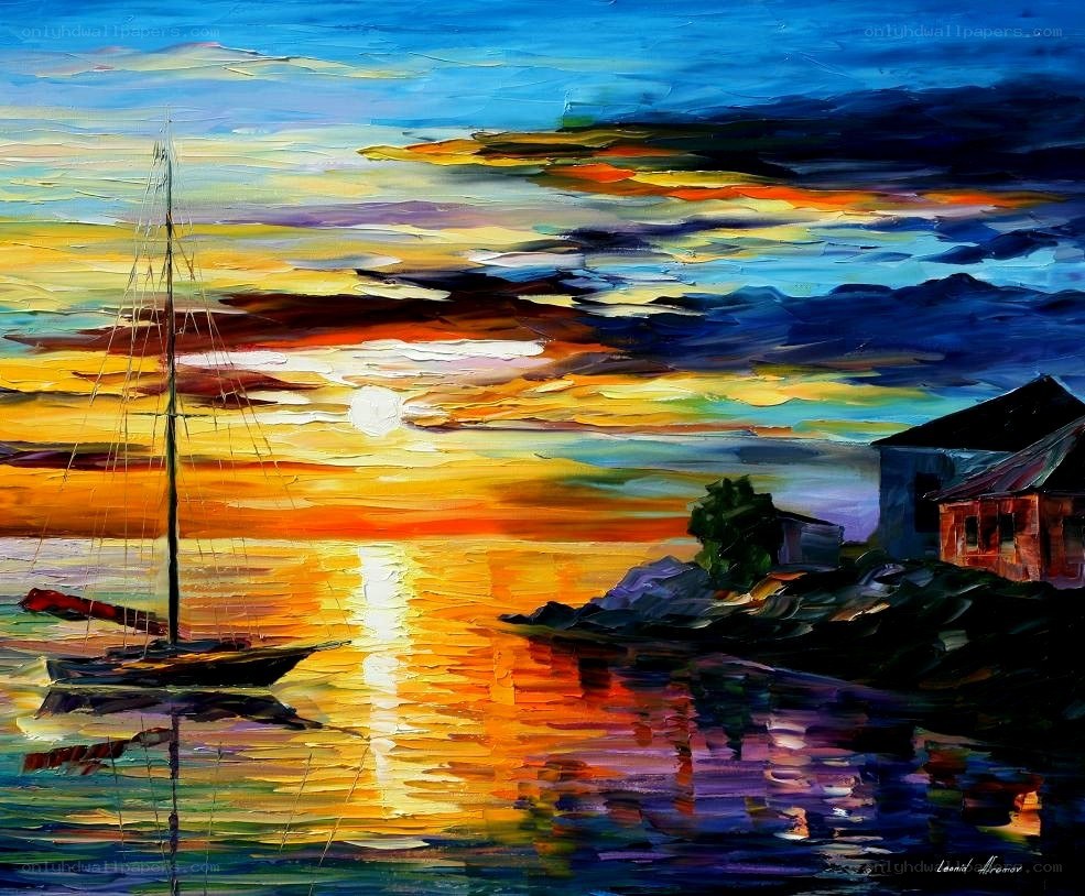 Sunset sailboat at harbor