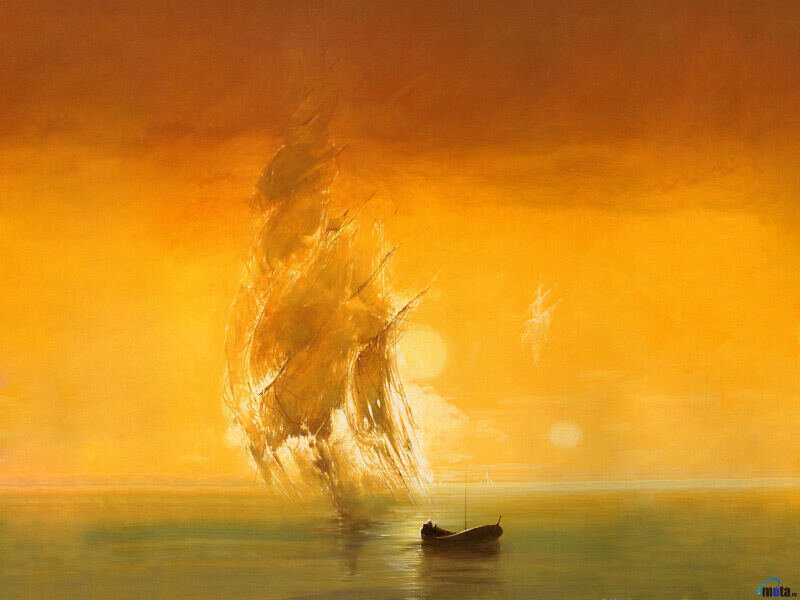 Sunset sailboat scene