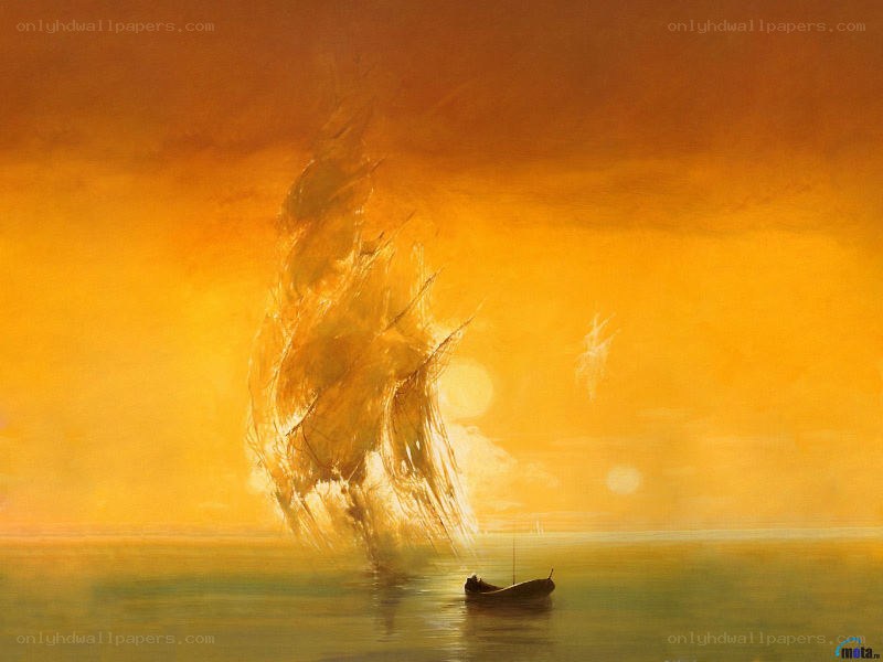Sunset sailboat scene