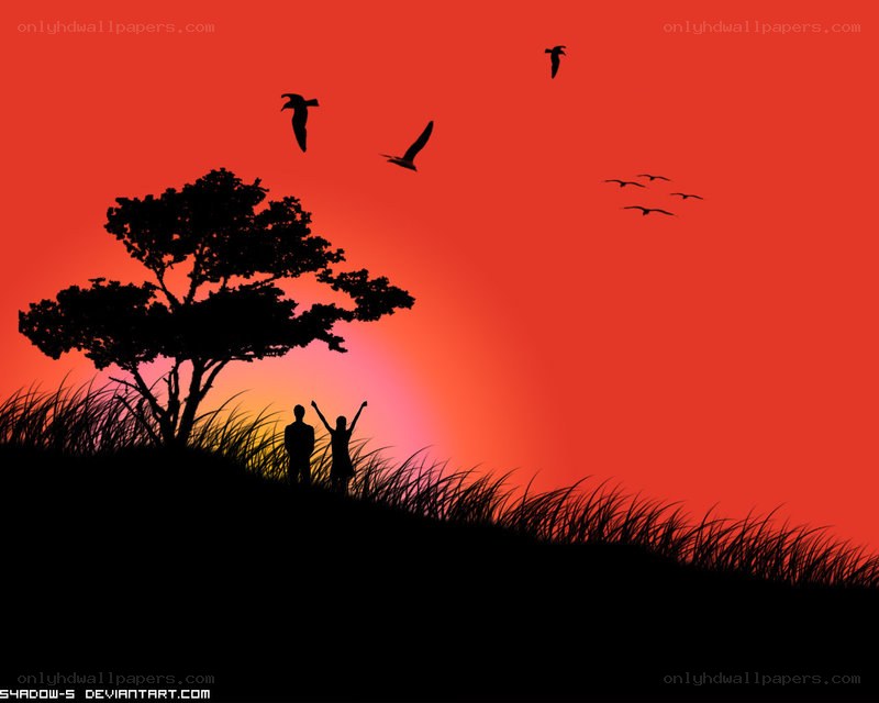 sunset silhouette couple