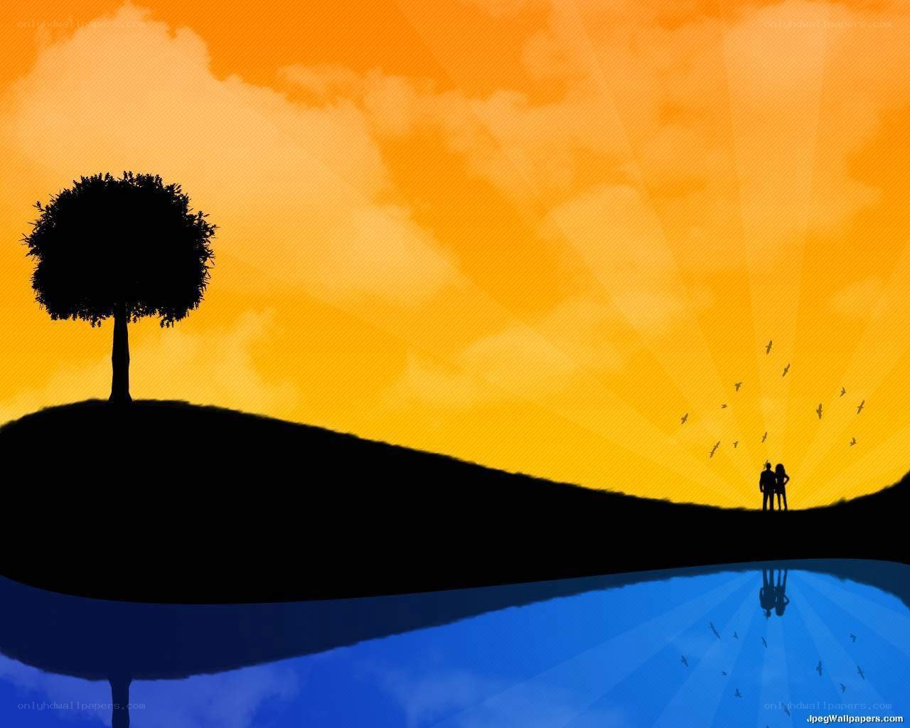 sunset silhouette couple