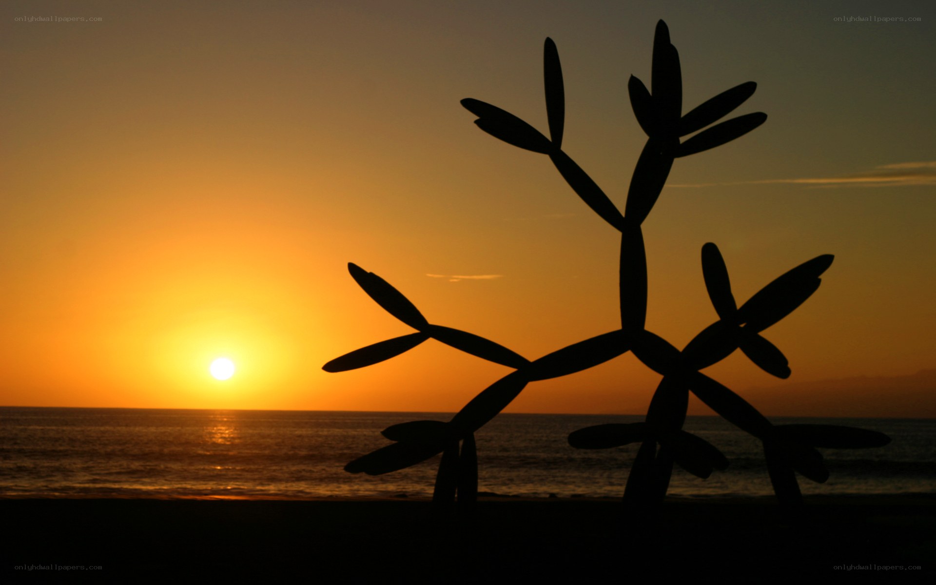 Sunset silhouette sculpture