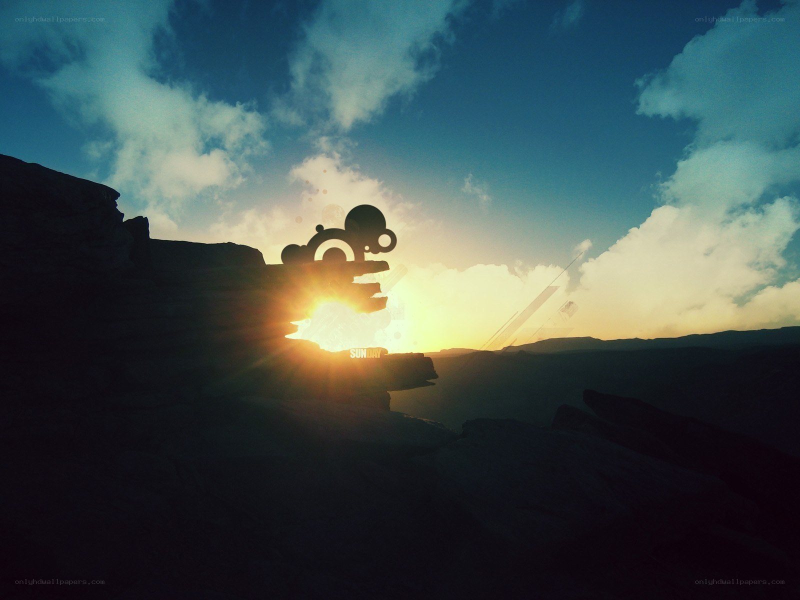 Sunset silhouette with logo