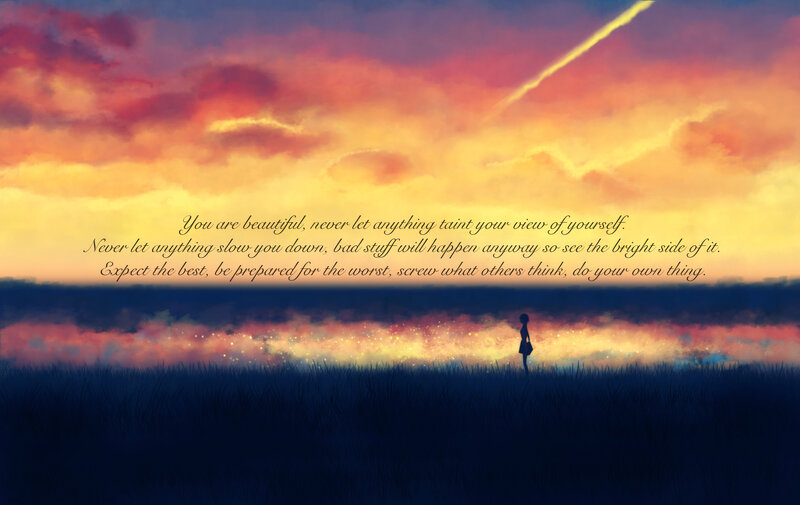 Sunset silhouette with quote