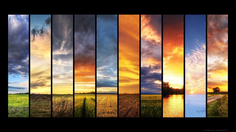 Sunset Sky Collage — Orange, Dramatic, Photograph