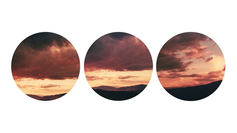 sunset sky in three circles