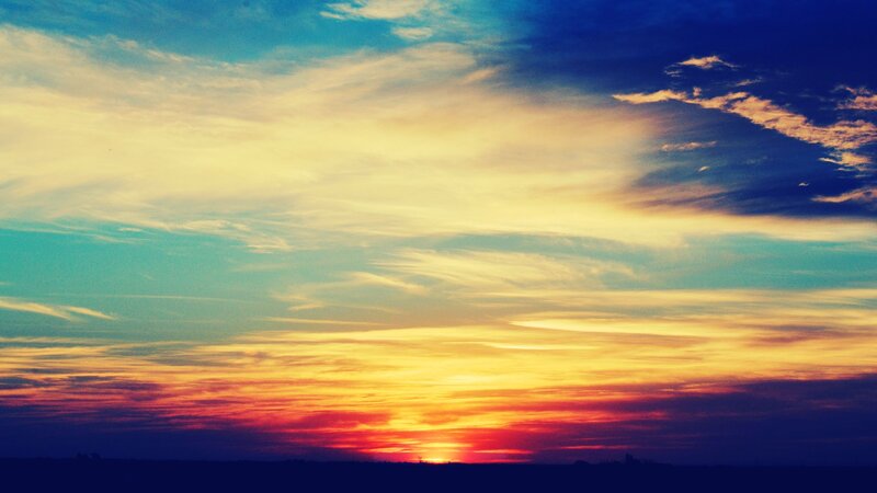 Sunset Sky — Orange, Dramatic, Photograph, Clouds, Horizon
